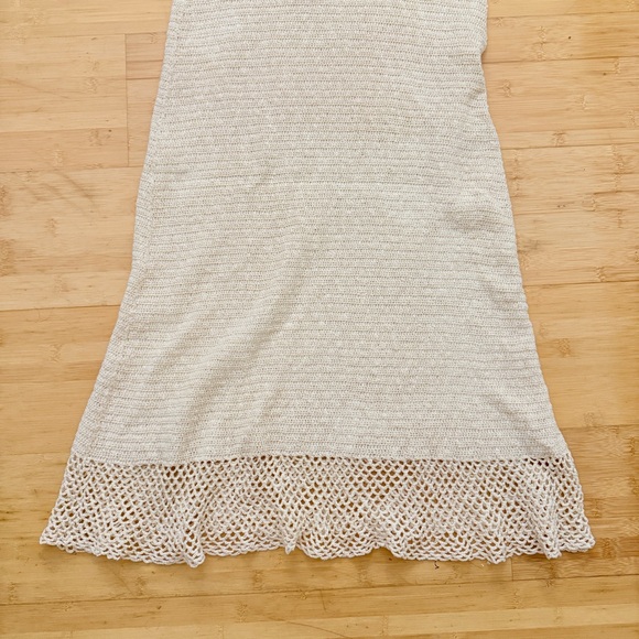 Theory Bergdorf Goodman Cream Open Knit Linen Cotton blend halter mini Dress - Picture 8 of 10